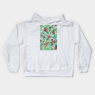 Vintage Tropical Floral - a watercolor pattern Kids Hoodie